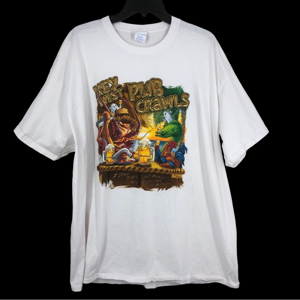 Men’s Comical Graphic Tee, Key West Pub Crawl,”I Drink to Make other People..”2X